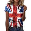 Summer Round Neck 3D British Flag Print Top Fashionable Casual Short Sleeved Women's T-shirts