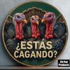 Retro Round Metal Sign Funny Animals Bathroom Wall Decor Humorous Spanish Quote Sign for Home Restroom Farmhouse