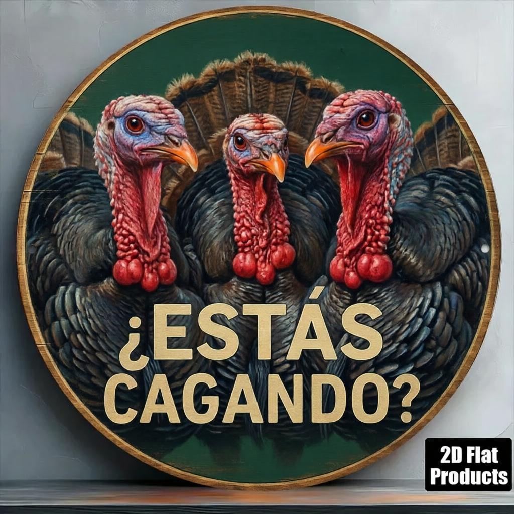 Retro Round Metal Sign Funny Animals Bathroom Wall Decor Humorous Spanish Quote Sign for Home Restroom Farmhouse