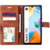 Coque pour Xiaomi Redmi 10C Marron Anti-Rayures Protection 360 Degré Cuir PU