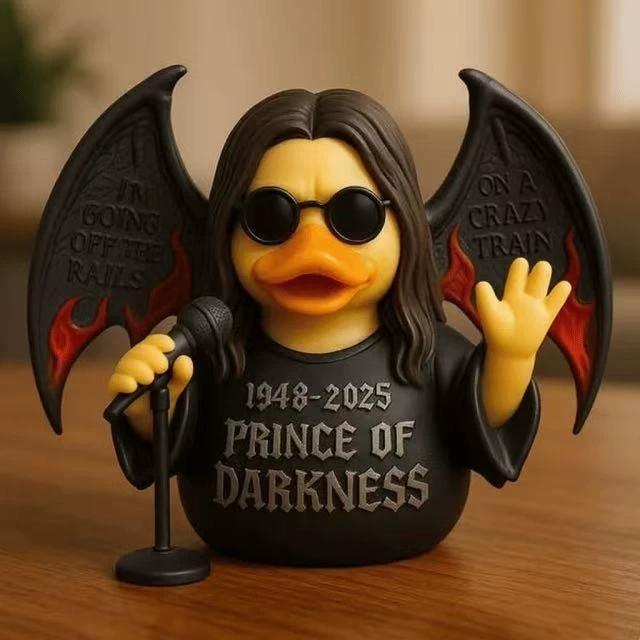 Ozzy Osbourne Back To the Beginning Rubber Duck Statue,Prince of Darkness Duck, Rock Tribute Duck Collectible,Music Jeeps Ducking for Party Decor