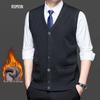 Luomeng Men's Fleece-Lined Business Casual Knitted Vest