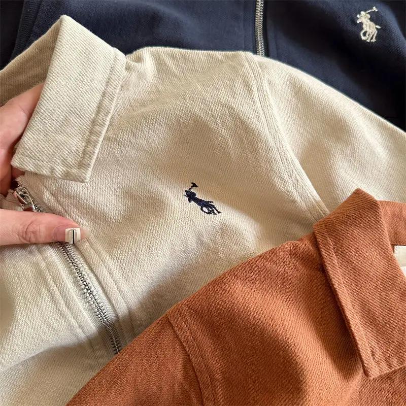 2-7Y Children's Cotton Coat 2024 Spring Boys Girls Japanese Embroidered Flip Collar Jacket Baby Short Zipper Autumn Shirt