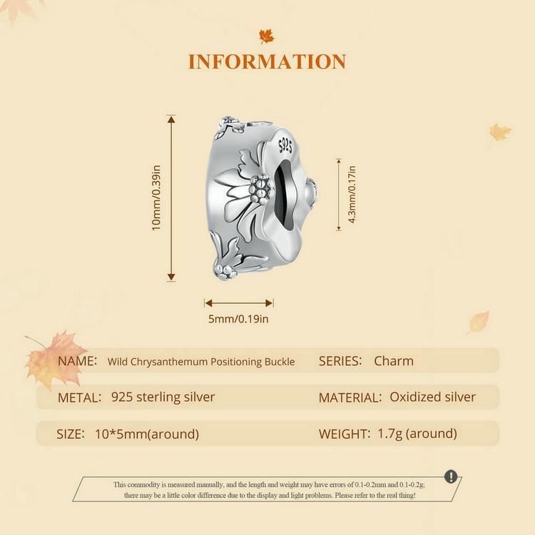 WOSTU Стерлингового серебра 925 пробы дикая хризантема позиционирующая пряжка Очаровательные бусины в виде листьев для браслета DIY ювелирные изделия