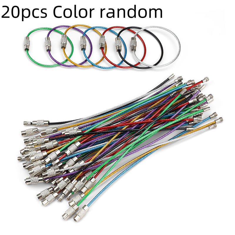 10/20 шт. Кольца для брелоков с винтовым замком - Прочные петли из стального троса, аксессуары для кемпинга, для ключей, рюкзака и снаряжения для активного отдыха