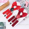 Dress Baby Hair Bow Set Solid Color Elastic Braces Cow Tie Belts Kids Suspenders Printed Bow Tie
