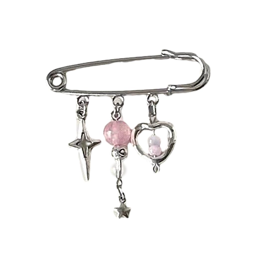 Beaded Lapel Pin with Chain Style Fashionable Women Brooch Handcrafted Breastpin Accessory Backpacks and Clothing Charm