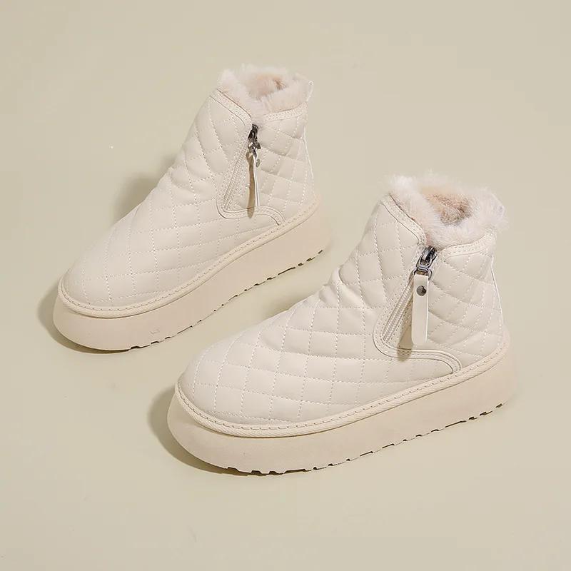 Женские ботильоны с подкладкой, высокие зимние ботинки, женская обувь на осень-зиму, повседневные, на платформе, теплые, из хлопка, с плоской подошвой, короткие ботинки