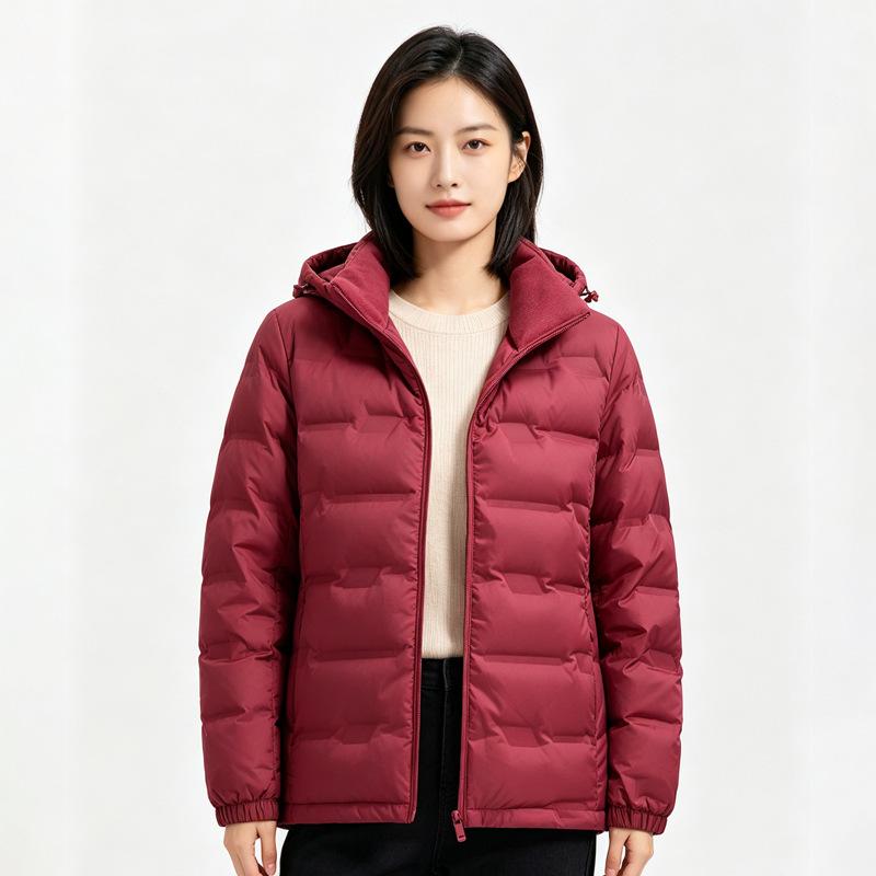 Winter white duck down jacket removable hooded thermal jacket