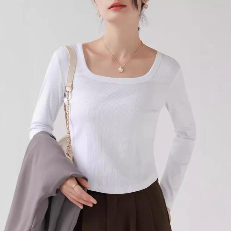 Футболка с длинными рукавами и квадратным воротником для женщин