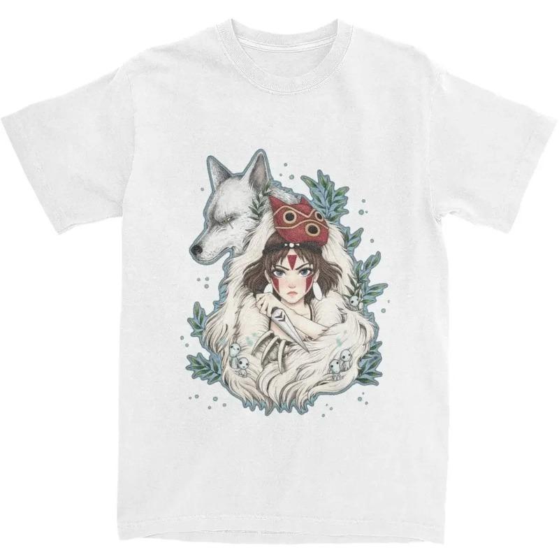 Graphic Novelty Princess Mononokes Hime T-Shirts for Men Women Pure Cotton Kodama Tree Forest Spirit Tees Shirt