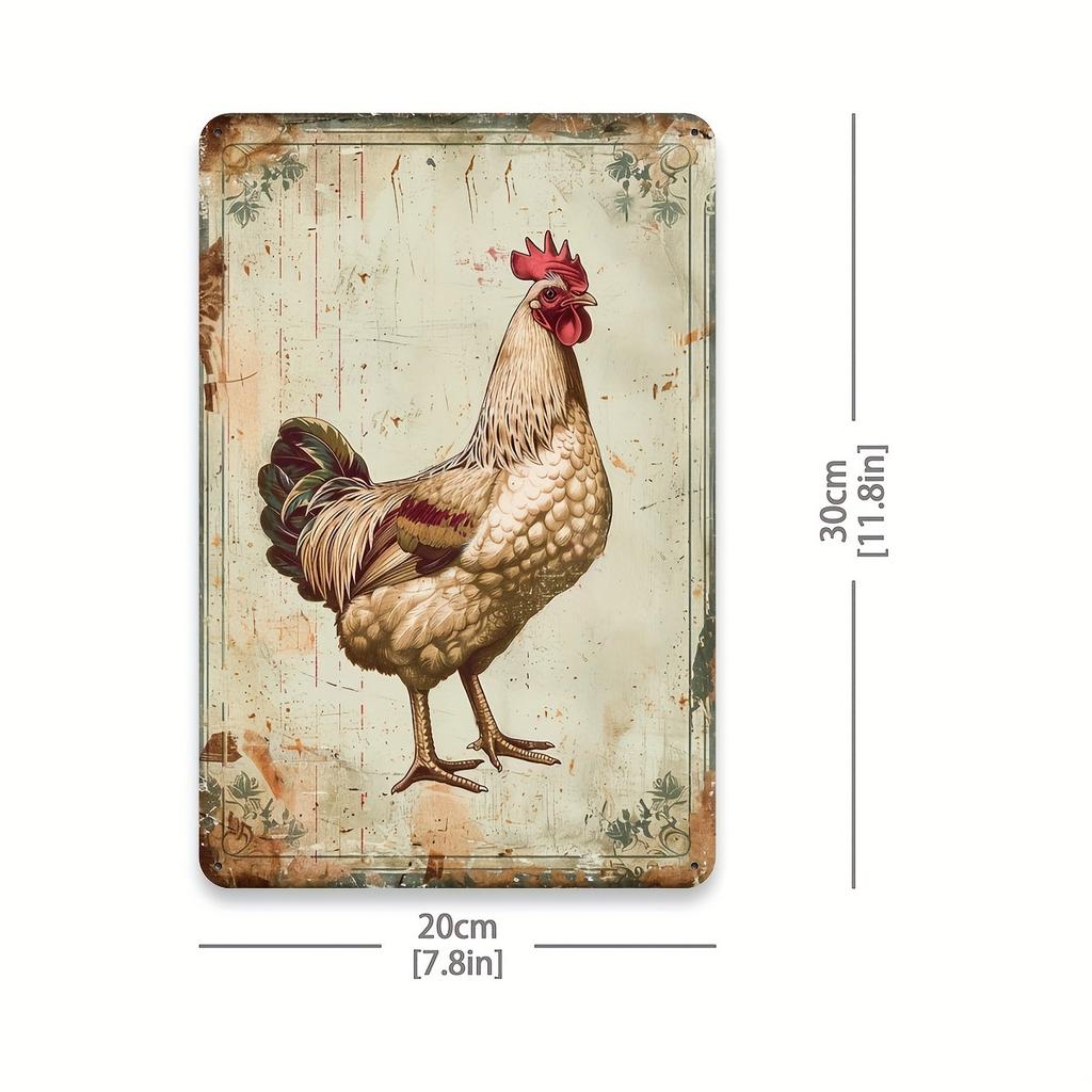 pc Rustic Farmhouse Vintage Rooster Metal Tin Sign Iron Wall Art for Home Kitchen Patio Garden Indoor Outdoor Decor