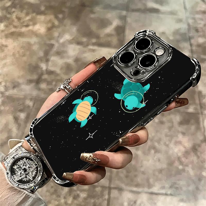 Мультяшный Морской Черепах Покрытие Чехол Для Телефона Для Iphone 16 17 Pro Max Air 16E 14 15 Plus 12 13 Mini Противоударный Чехол С Подушкой Безопасности