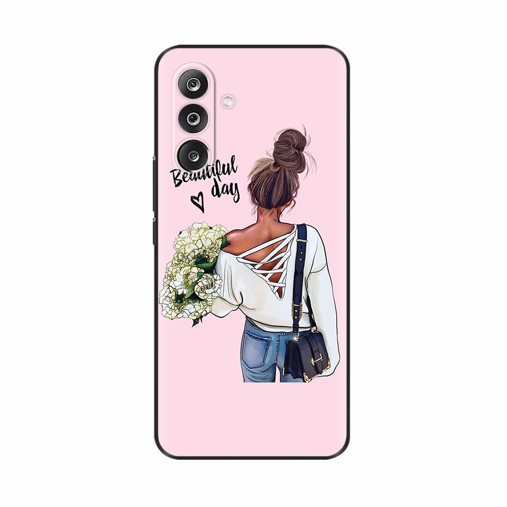 Чехол для Samsung M36 5G M366B Милые Цветы Кот Расписной Ударопрочный Силиконовый Задний Чехол Для Телефонов Samsung Galaxy M36 M35 M34