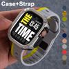 Силиконовый чехол+ремешок для Apple Watch Series 10 11 46мм 9 45мм ремешок 8 7 41мм SE 6 44мм 40 резиновый ремешок correa iwatch Ultra 2 49мм