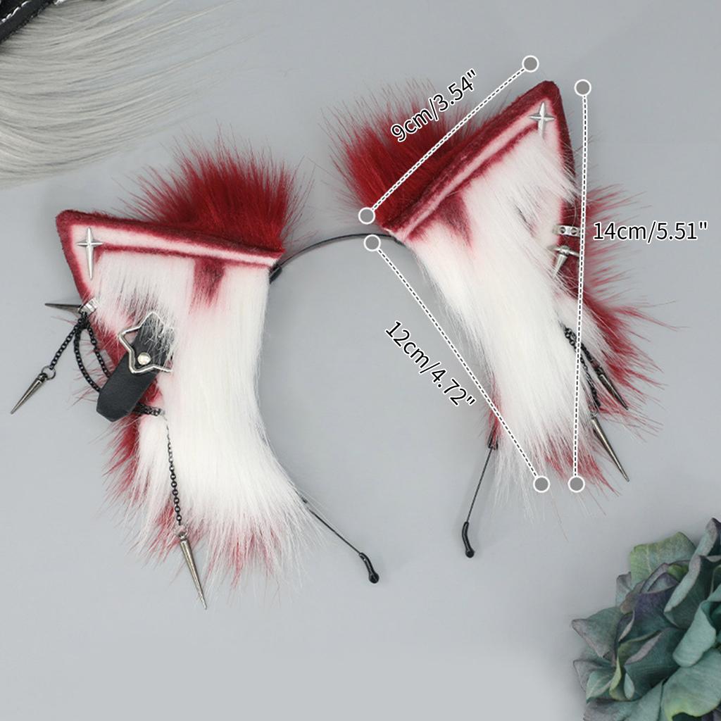 Anime Character Headband Wolf Ears Shape Hair Hoop Plush Carnivals Party Headpiece Cosplay Party Costume Props Unisex