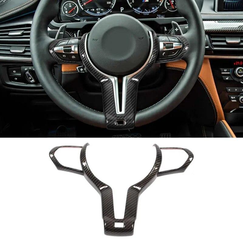 Carbon Fiber Style Car Steering Wheel Trim Cover Fit For BMW M2 M3 M4 M5 X5M F Steering Wheel Decor Accessories