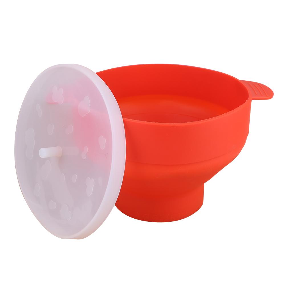 Складное ведро-миска для приготовления попкорна своими руками, миска для попкорна для микроволновки с ручкой, складная, большой вместимости, с крышкой, силиконовая