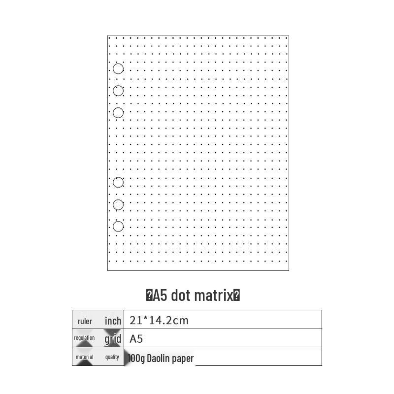 Утолщенная бумага для сменных блоков формата A4/B5/A5/A6/A7 – Горизонтальная линия, Клетка, Чистые листы
