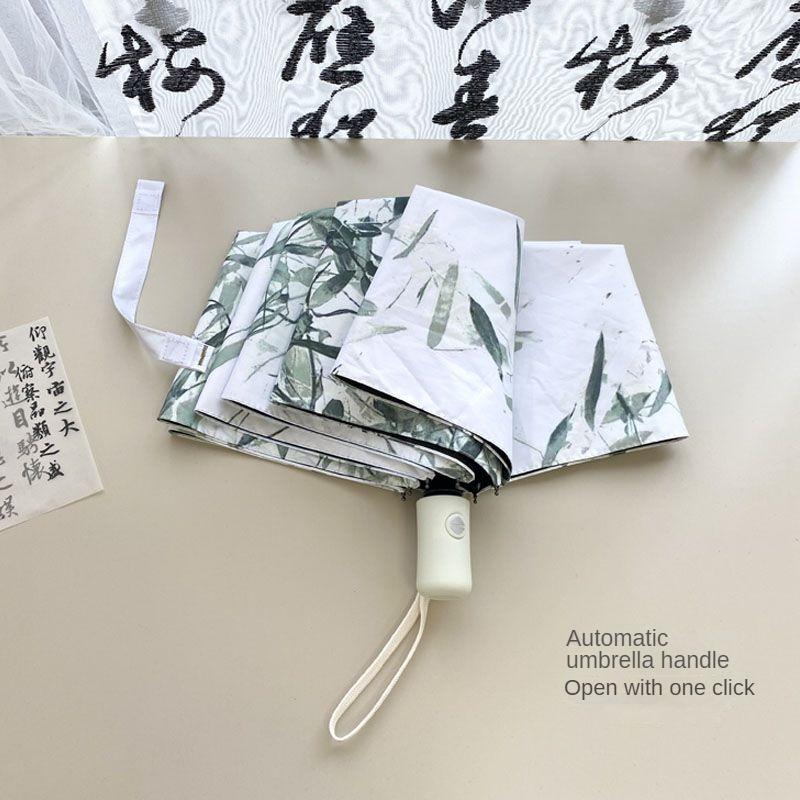 Ink Painting Umbrella Wind-Resistant Automatic Rain Or Shine Dual-Use Umbrella Sun Protection Sun Umbrella UV Protection Vinyl Sun Umbrella