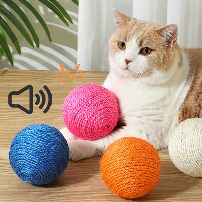 Игрушка для кошек, шарик из сизаля, жевательная игрушка-царапка для котят, игрушка для чистки зубов, скрежета когтей, интерактивная игрушка, избавляющая от скуки, товары для животных