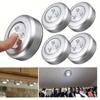 3 LED Touch Light Round, Cordless Cabinet Night Light, Stick-On Fixture for Hallway, Bathroom, Bedroom, Kitchen, Stairs, Home Decor, Plastic