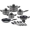 Cookware Set - Induction - GSW - MILANO GREY - 15 Pieces - Solid Aluminum - Grey