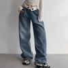 Винтажные джинсы Y2k, женские мешковатые уличные джинсы Kpop Gyaru, широкие синие джинсовые брюки Harajuku, корейские модные джинсы Acubi с высокой талией