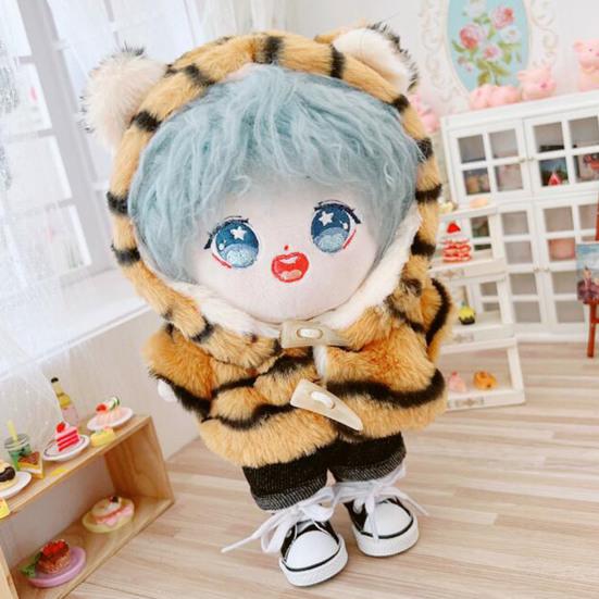 Одежда для куклы Платье с тигровым узором Наряд из ткани для переодевания Красивое пальто с капюшоном и брюки для куклы 20 см