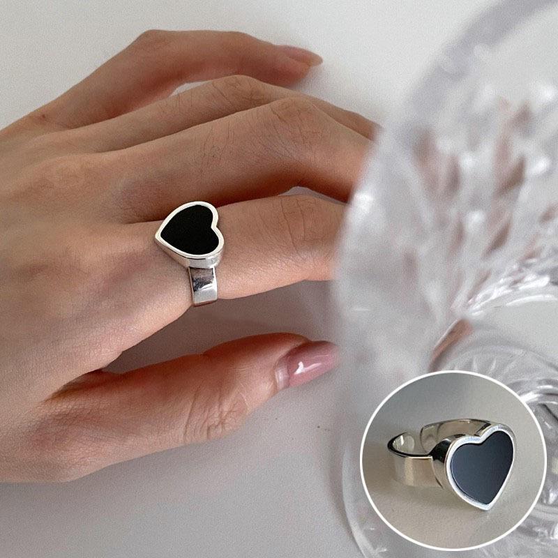 Корейское 3D кольцо в форме сердца: Женское ретро широкое кольцо, модное кольцо на палец с английской буквой, кольцо на указательный палец в стиле хип-хоп.