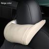 Universal Car Neck Pillow for Tesla Model 3 - Leather Memory Foam Cotton Headrest Pillow for Rest And Support