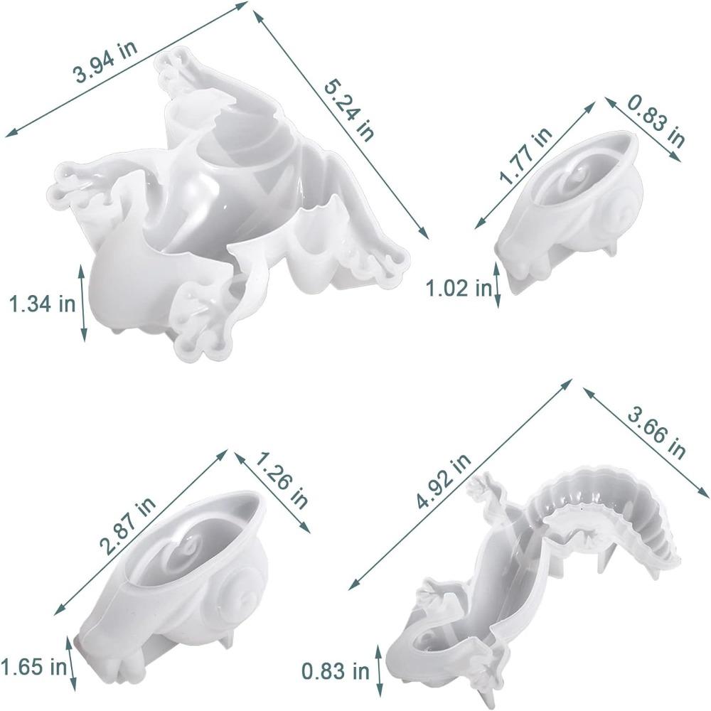Силиконовые реалистичные лягушка, ящерица, улитки силиконовые формы 4 шт. 3D животное эпоксидная смола форма DIY поделки