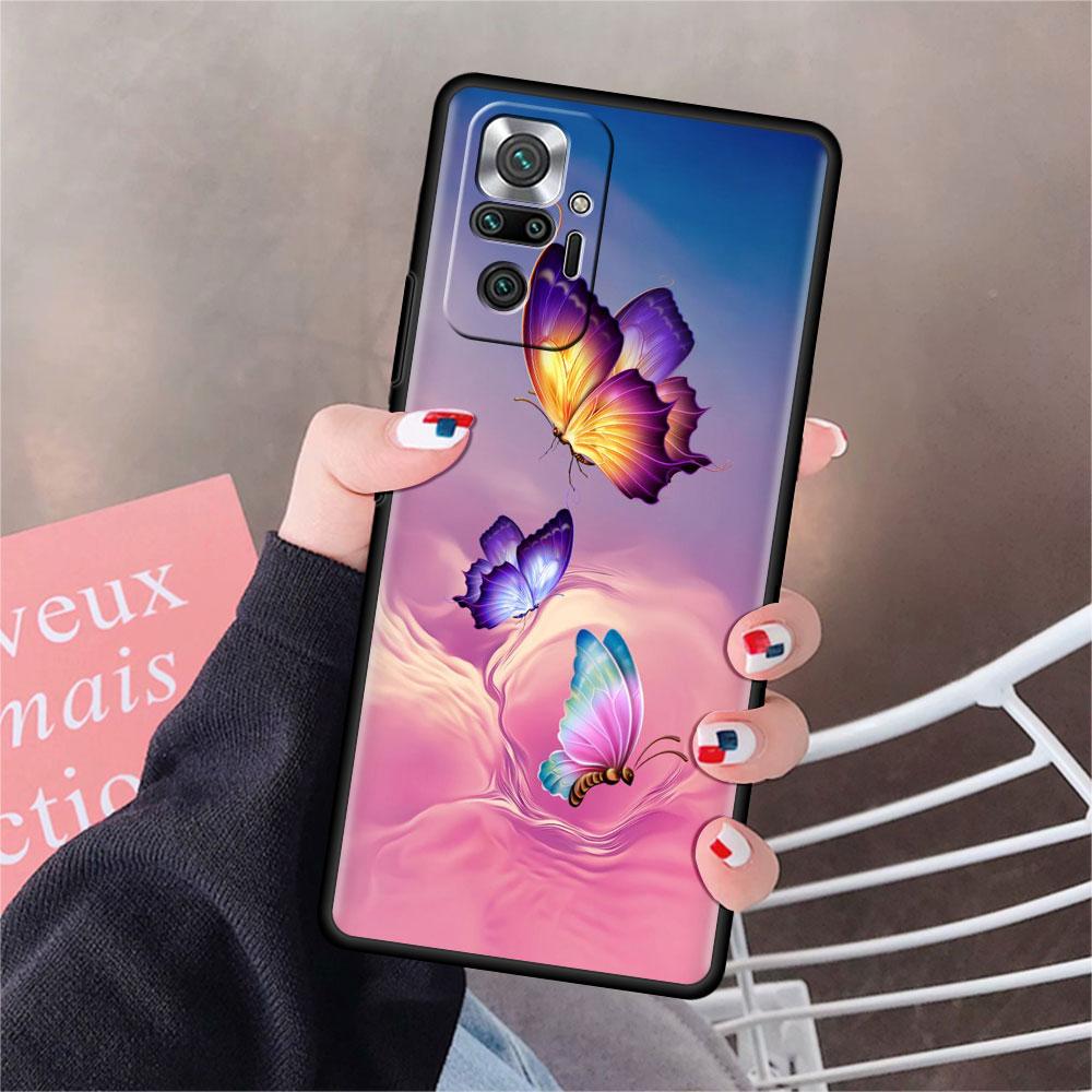 Funda для Xiaomi Redmi Note 10 9 11 Pro мягкий чехол для телефона 10S 9S K40 8 9A 9C 9T 7 10C 8T силиконовый чехол Diamond Flower Butterfly