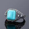 Multicolor Large Rectangular 10 * 12MM Turquoise Ring Female Engagement Wedding Party Jewelry Vintage Fine Jewelry