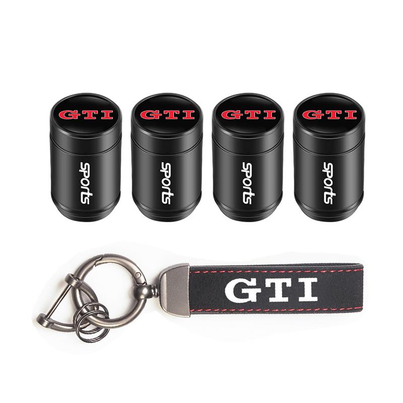 VEMZG1 Car Tire Wheel Valve Caps Cover Suede Car Key Chain Ring Keychain For VW R GTI Polo Golf Passat Tiguan Arteon Touareg ID.3 Jetta