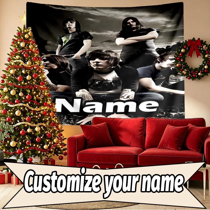 Custom Name Personalized Bring Me the Horizon Print Tapestry, Wall Art Decor, Bedroom, Dorm, Apartment, LivingRoom, Party Backdrop, Gift for Birthday