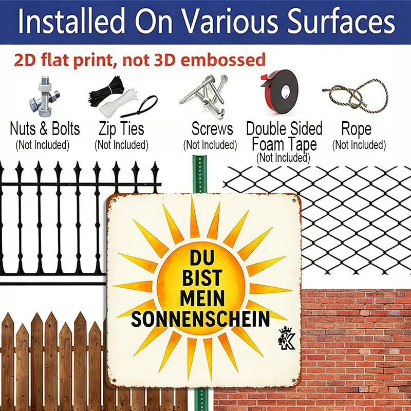 2D Flat - 1pc, Vintage Sunny Positive Aluminum Metal Decorative Plaque, Featuring A Sunny Positive Quote Theme, Suitable for Bedroom, Café, and Home
