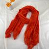 Autumn and Winter Warm Pure Color Wrinkled Cotton and Linen Scarf Artistic Versatile Pleated Scarf for Women