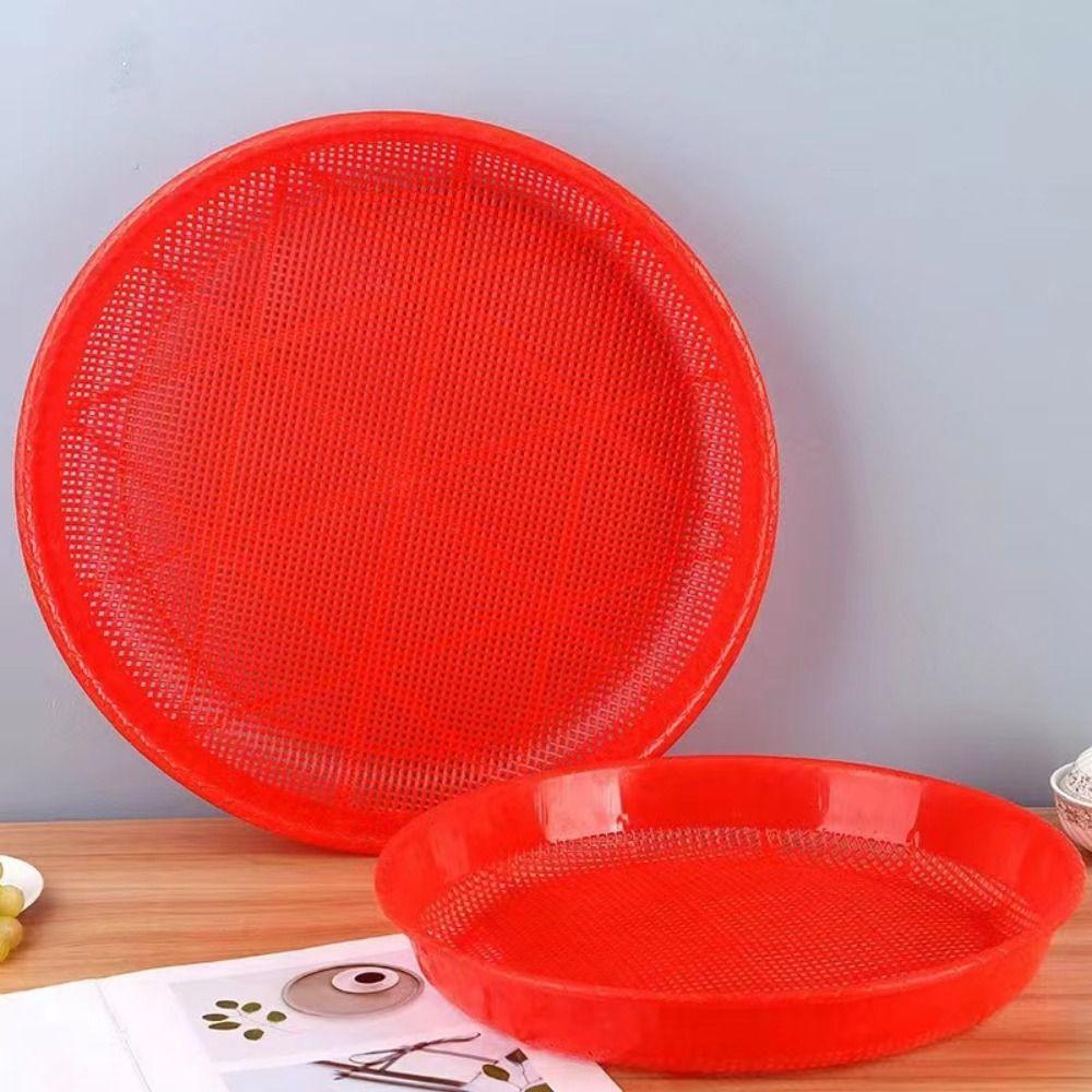 Red Sieve Basket Plastic Food Storage Tray Durable Fruit Basket Home