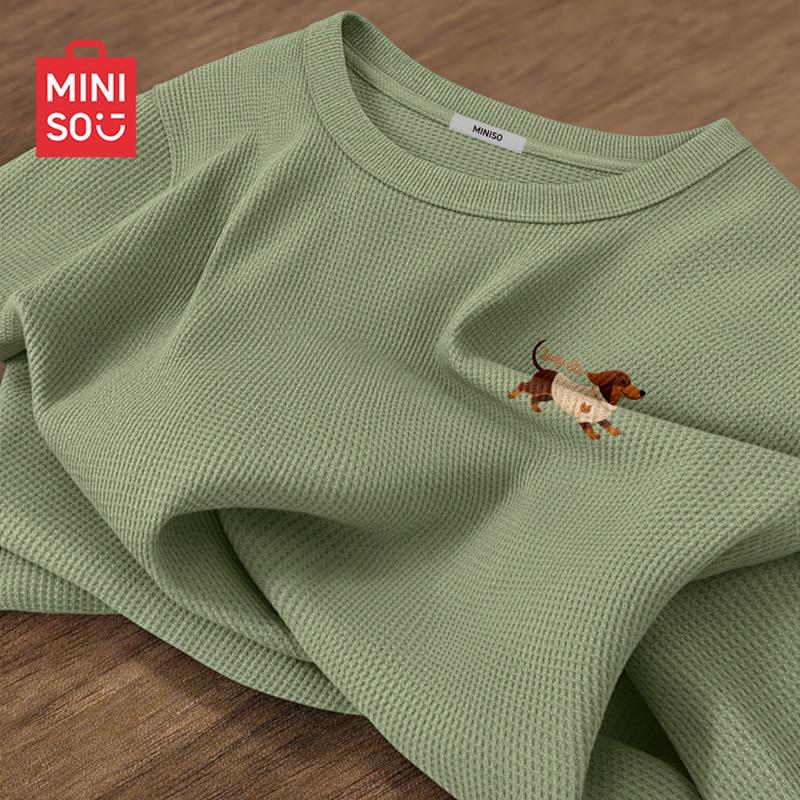 MINISO Мужская вафельная футболка с длинным рукавом
