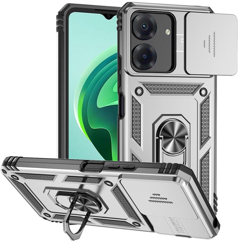 Чехол Armor Funda для Xiaomi Poco C65, защитный чехол для объектива камеры, чехол для телефона Pocco Poko Little C65 C 65 PocoC65, чехол-подставка с кольцом