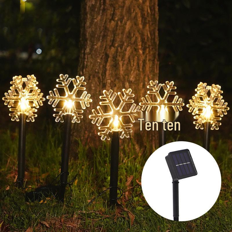 Светодиодные садовые светильники в виде рождественской звезды и снежинки на солнечной батарее