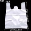 100Pcs Supermarket Plastic Bags With Handle Useful Plastic Storage Transparent Shopping Bag Roll Food Packaging Keep Fresh Tools