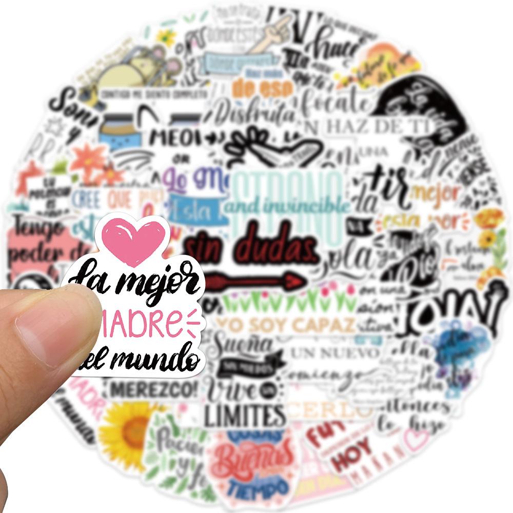 50 Spanish Inspirational Graffiti Stickers Decorate Suitcase Guitar DIY Waterproof Stickers