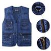 XL-5XL Plus Size Mens Denim Jacket Casual Coat Many Pocket Sleeveless Waistcoat Spring Autumn Portable Loose Vest Male Clothing