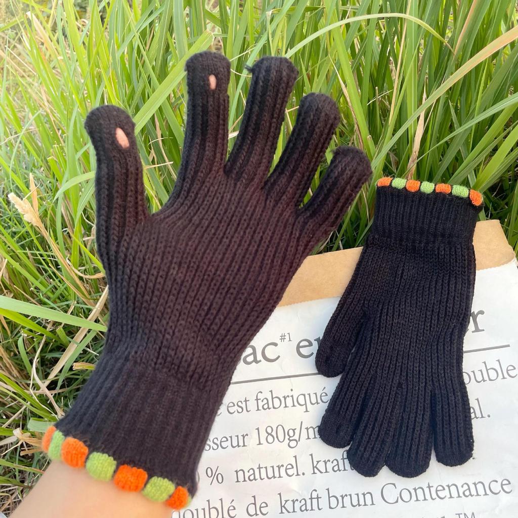 Зимние цветные вязаные перчатки для женщин Перчатки для сенсорных экранов Теплые вязаные перчатки с помпоном для улицы и дома с мягкой эластичной подкладкой для женщин