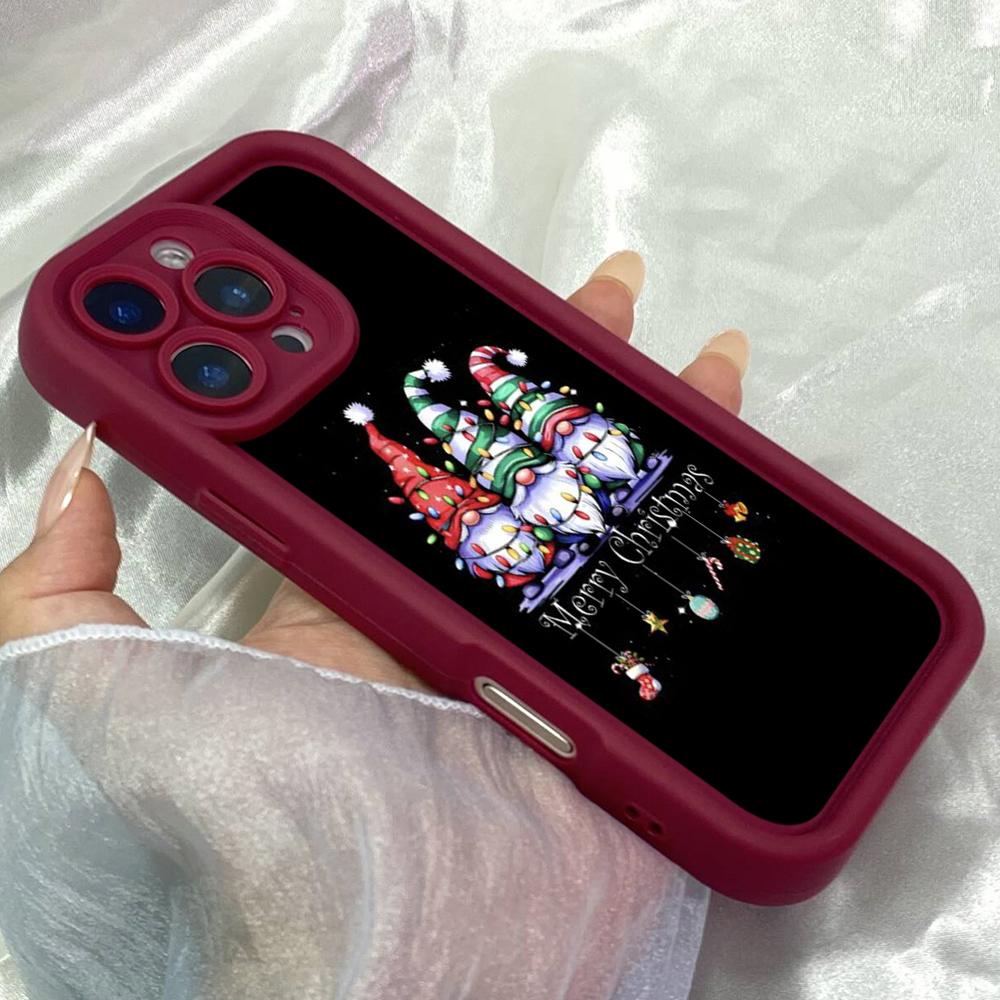 JT144 Рождественский гном для iPhone 17 16 15 Pro Max Samsung S26 S25 Ultra A17 A16 A07 A56 Xiaomi 15T Redmi 15c 14c Note 14 Мягкий чехол из ТПУ