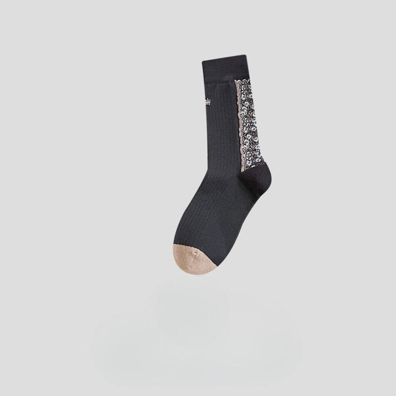 Женские осенне-зимние ретро клетчатые носки с отворотом, хлопковые носки, носки до середины икры, женские носки для одной туфли