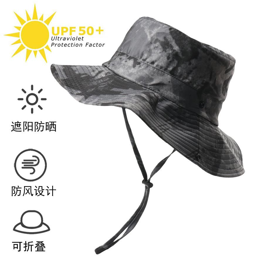 Summer men's and women's camouflage outdoor bucket hat quick-drying foldable Benny hat climbing shade sun protection cap foldable