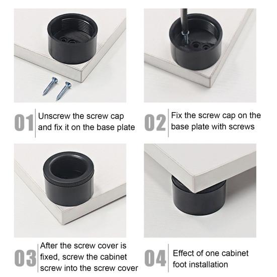Ножки для шкафа, 4 шт./компл., износостойкие, сильная несущая способность, АБС-пластик, круглая регулируемая по высоте мебельная ножка для дома